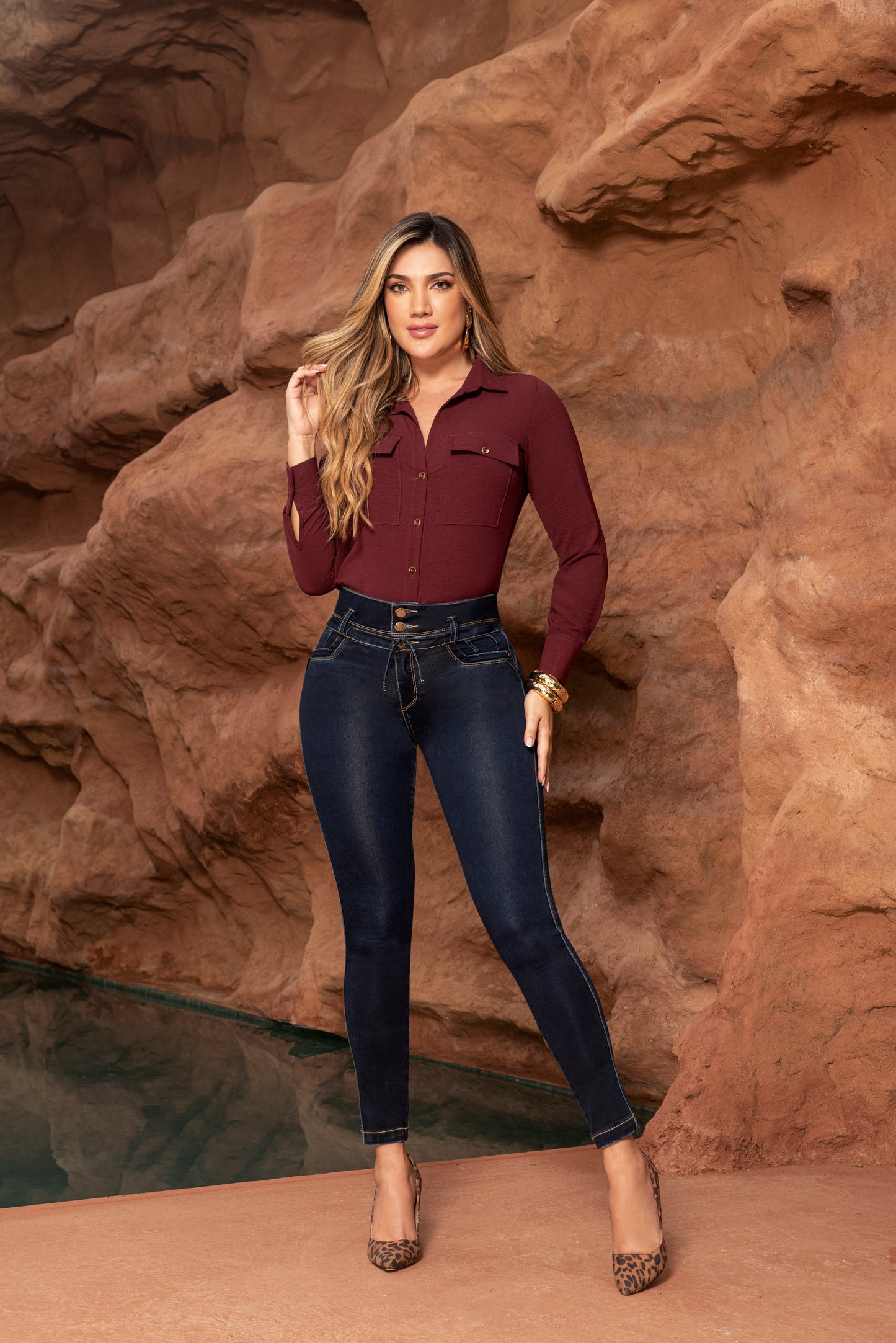 Jean Push Up Piel Durazno Bota Tubo Ref 1970