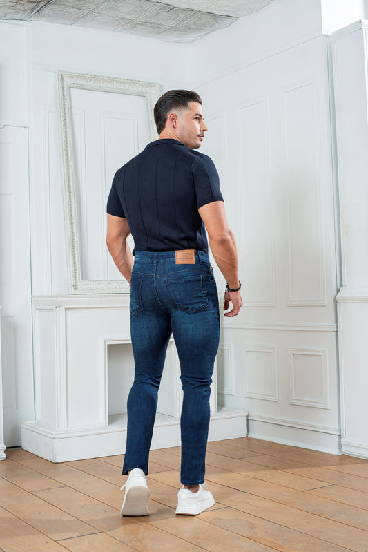 Pantalon Hombre indigo licrado azul Ref 1848