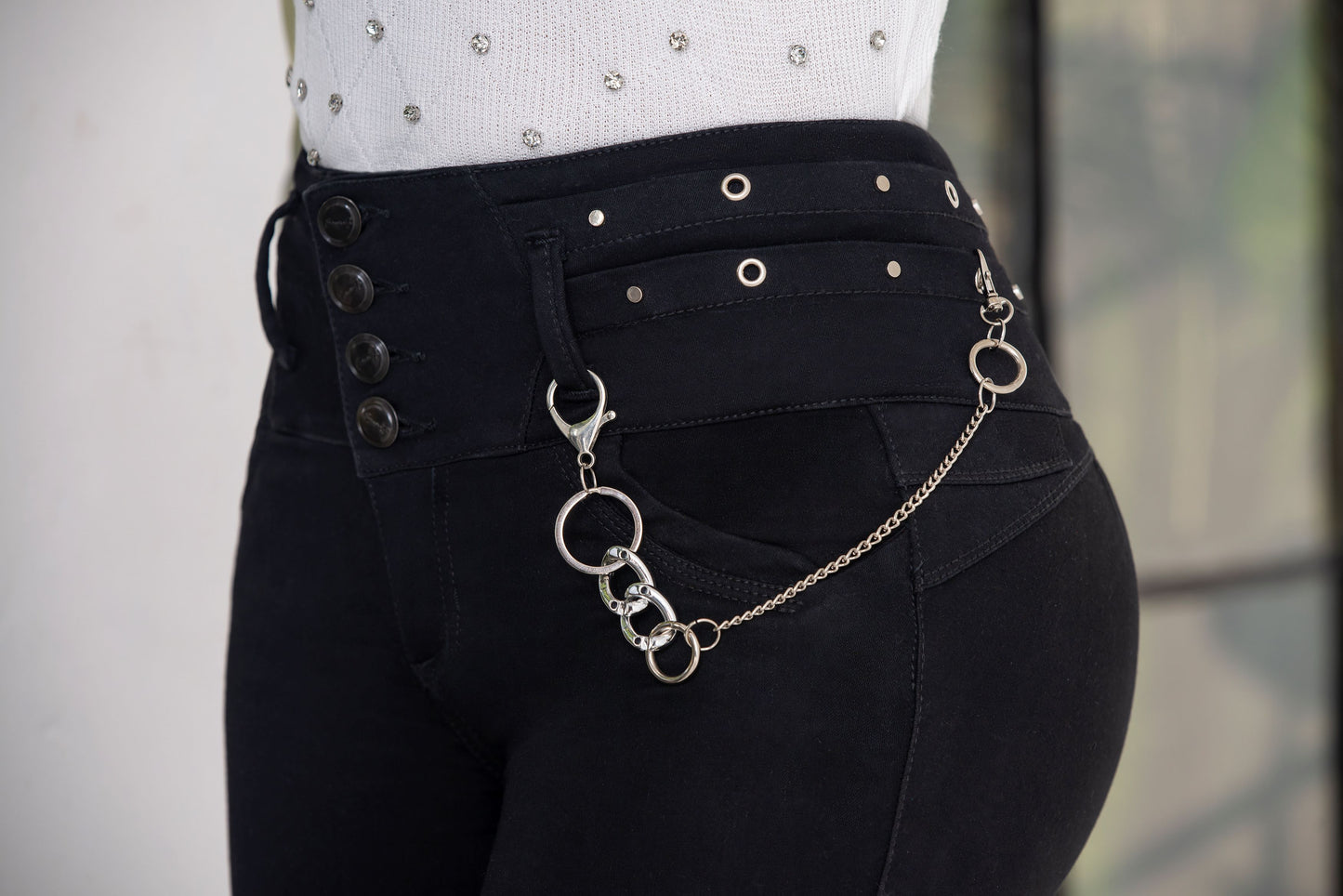 Jean Pretina Alta Control Abdomen - Bota Tubo - Negro Ref 1472