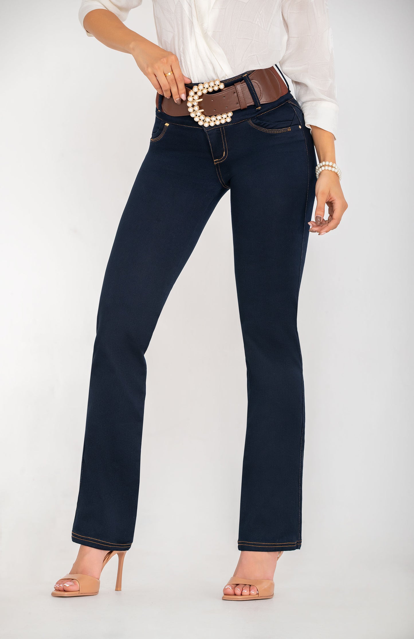 Jean Pretina Alta Control Abdomen - Bota Recta Ref 1643