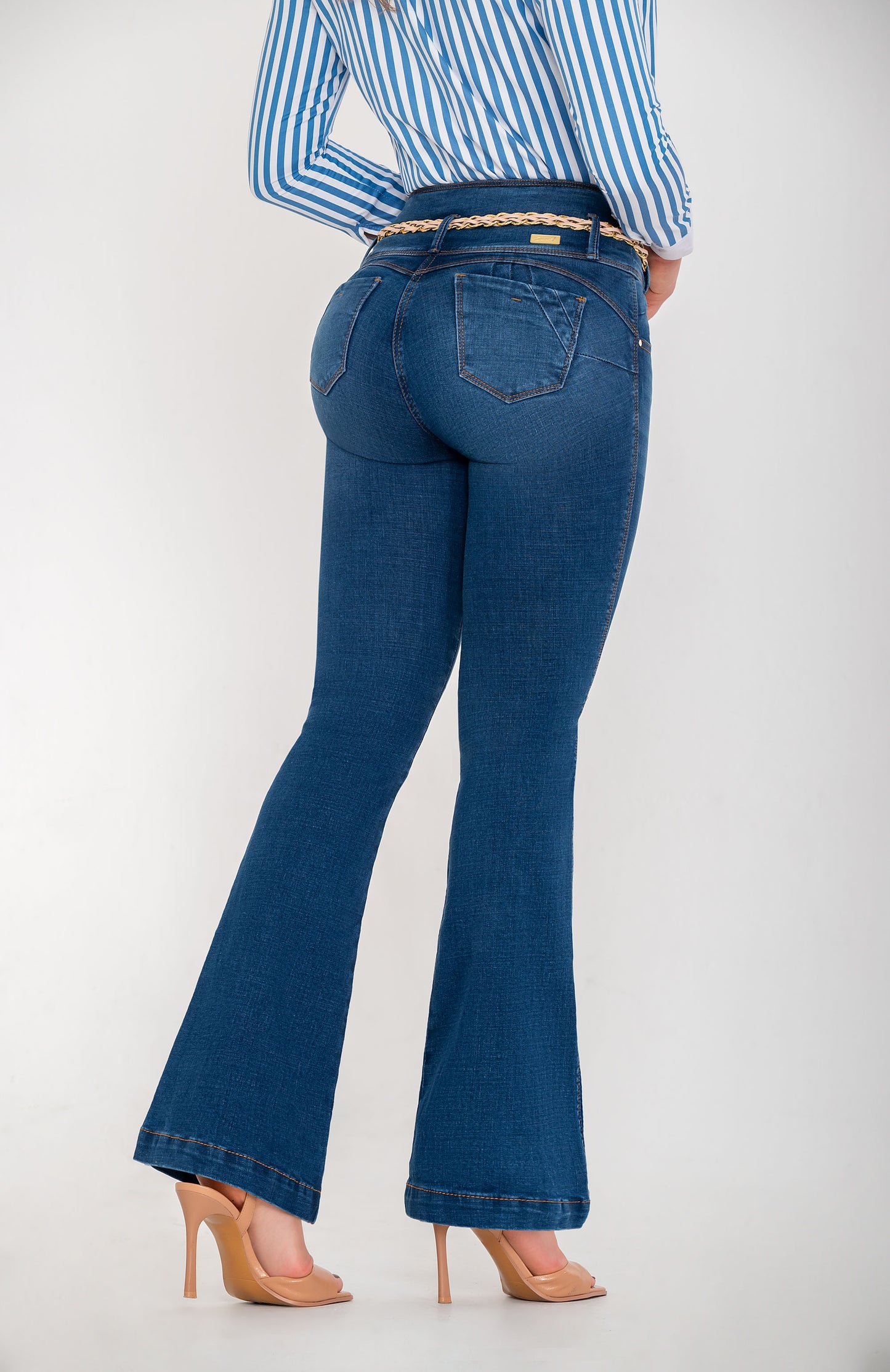 Jean Pretina Alta Control Abdomen - Bota Campana Ref 1663